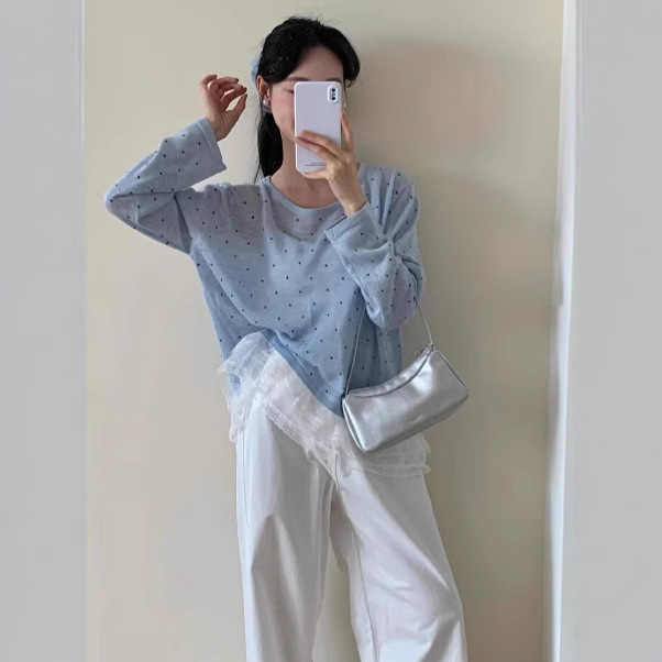 Polka dot long-sleeved knit 51 02