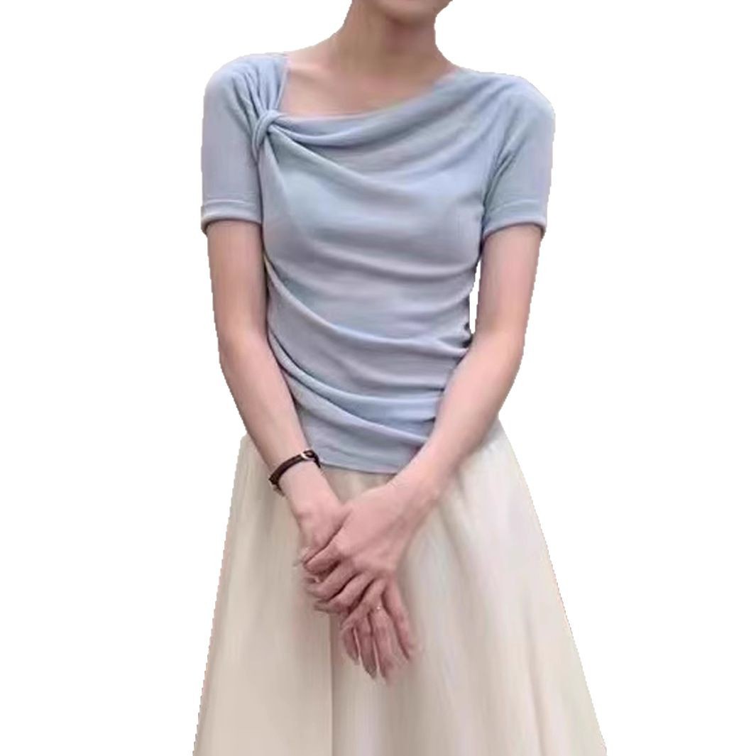 waist straight shoulder T-shirt top 48