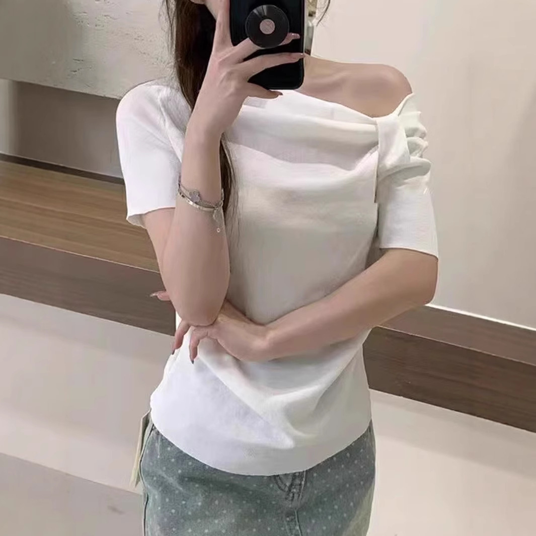 waist straight shoulder T-shirt top 48