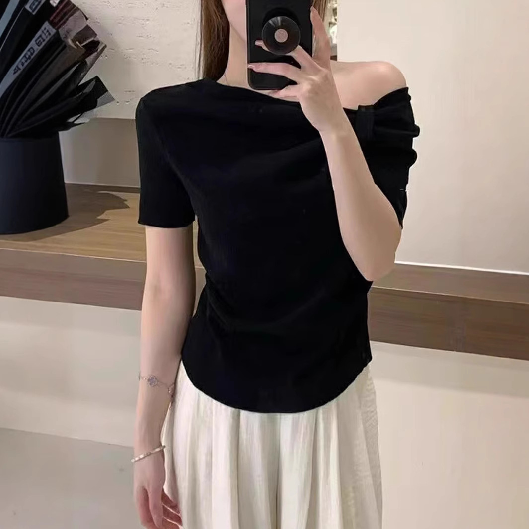 waist straight shoulder T-shirt top 48